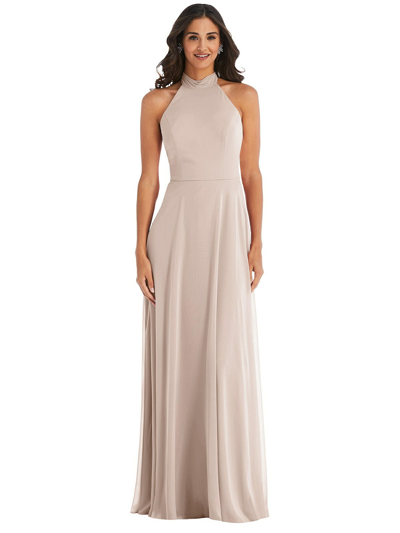 Shop After Six High Neck Halter Backless Maxi Dress In Grey