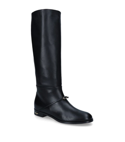 Shop Jennifer Chamandi Leather Thierry Knee-high Boots 20 In Black