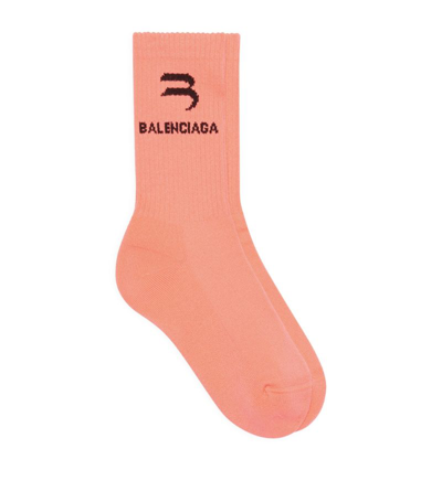 Shop Balenciaga Intarsia Logo Socks In Pink