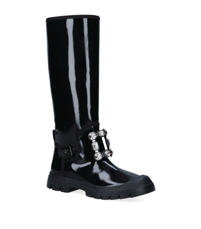Shop Roger Vivier Leather Walky Viv Boots In Black