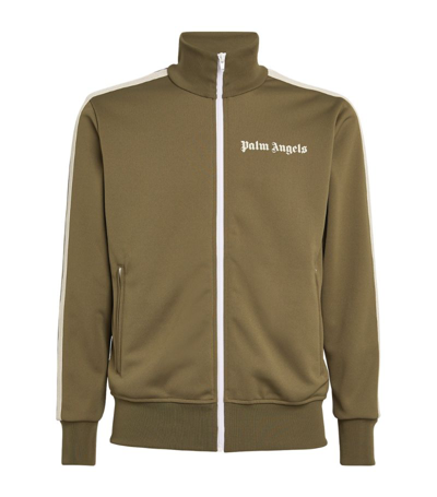 Shop Palm Angels Logo Zip-up Jacket In Green