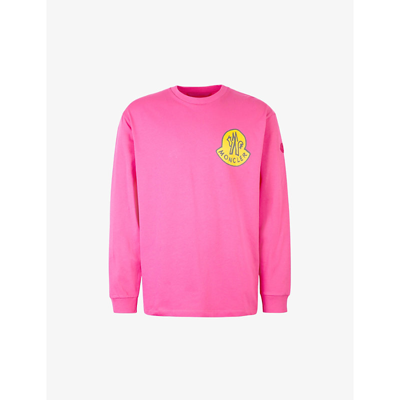 Shop Moncler Genius Mens Pink X 2 Moncler 1952 Man Brand-print Cotton-jersey Top M