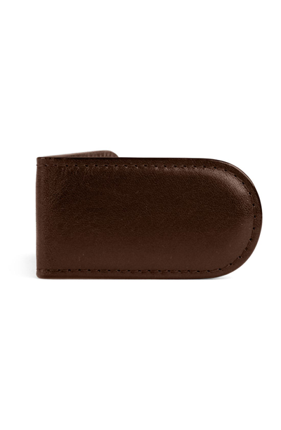 Shop Bosca Leather Money Clip In Dark Brown