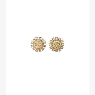 Tory Burch Kira Crystal Stud Earring In Tory Gold / Mop / Crystal