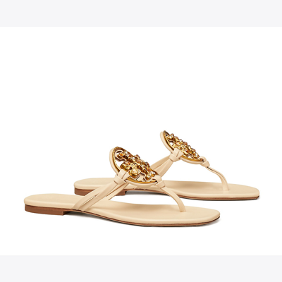 Shop Tory Burch Jeweled Miller Sandal In Brie