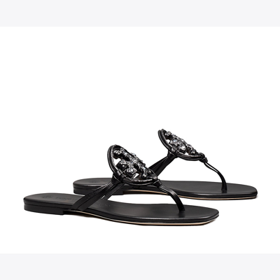 Shop Tory Burch Jeweled Miller Sandal In Perfect Black