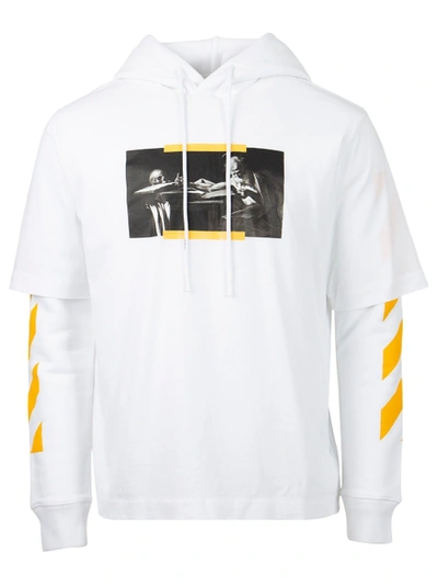 Shop Off-white Caravaggio Painting Double Sleeve Hoodie White