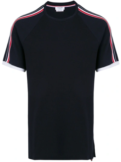 Shop Thom Browne Short Raglan Sleeve T-shirt In Classic Pique Navy