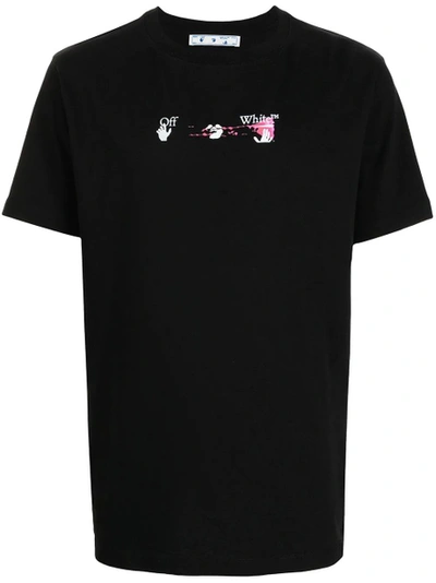 Shop Off-white Acrylic Arrow Short Sleeve Slim Tee Black And Fuchsia