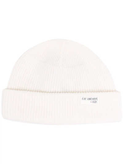 Shop Fay White Virgin Wool Beanie Hat In Avorio