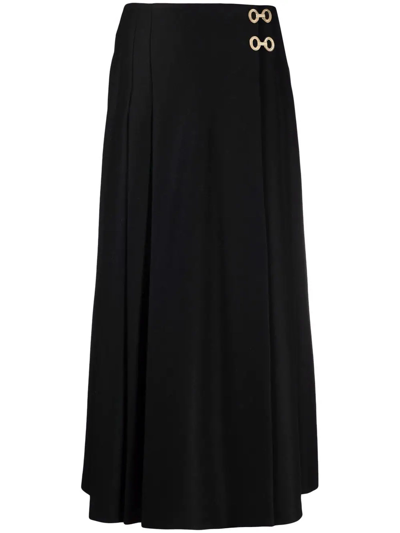 Shop Alberta Ferretti Black Virgin Wool Blend Skirt In Nero