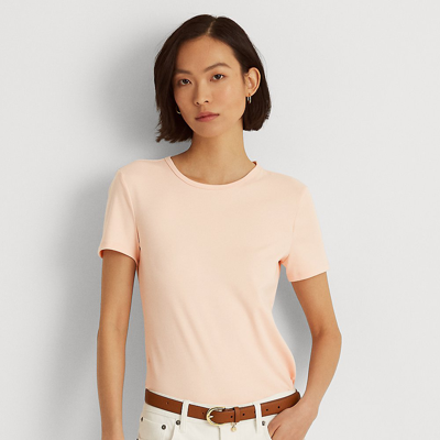 Shop Lauren Ralph Lauren Cotton-blend T-shirt In Pale Rose