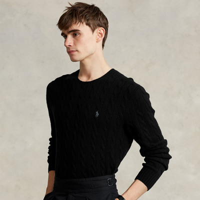 Shop Ralph Lauren Cable-knit Wool-cashmere Sweater In Polo Black