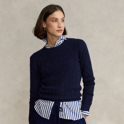 Polo Ralph Lauren Cable-knit Silk Sweater In Hunter Navy
