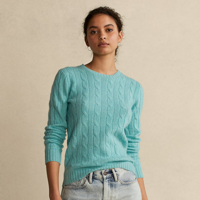Shop Ralph Lauren Cable-knit Cashmere Sweater In Deep Seafoam Melange