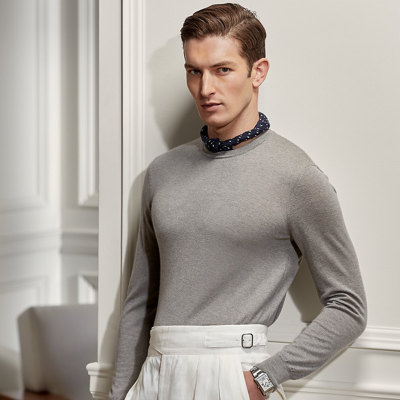 Shop Ralph Lauren Cashmere Crewneck Sweater In Classic Light Grey Heathe