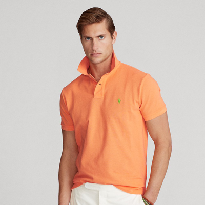 Shop Polo Ralph Lauren The Iconic Mesh Polo Shirt In Resort Orange
