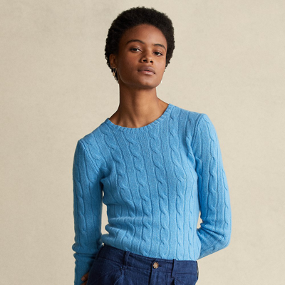 Shop Ralph Lauren Cable-knit Cashmere Sweater In Finish Blue