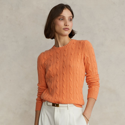 Shop Ralph Lauren Cable-knit Cashmere Sweater In May Orange