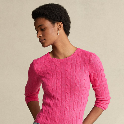 Shop Ralph Lauren Cable-knit Cashmere Sweater In Exotic Pink
