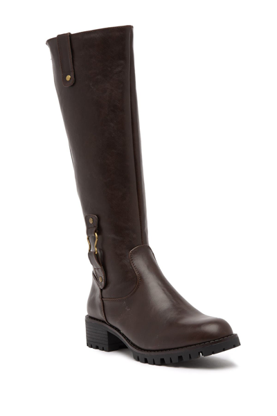 Aquatherm By Santana Canada Betty Waterproof Faux Fur Lined Knee-high Boot In Dark Brown Pu