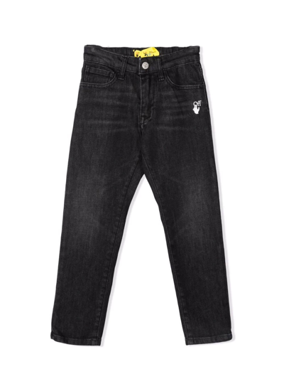 Shop Off-white Black Stretch Cotton Jeans In Nero