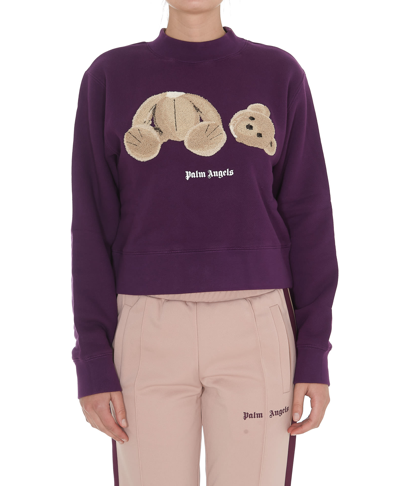 Shop Palm Angels Bear Sweatshirt In Purple