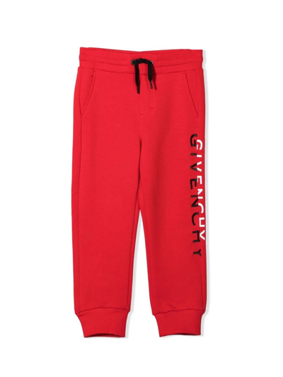 Givenchy Split Logo Drawstring Track Pants In Rosso