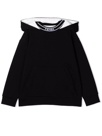 Shop Fendi Black Cotton Hoodie In Nero