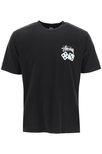Shop Stussy Dice Pigment Dye T-shirt In Black (black)