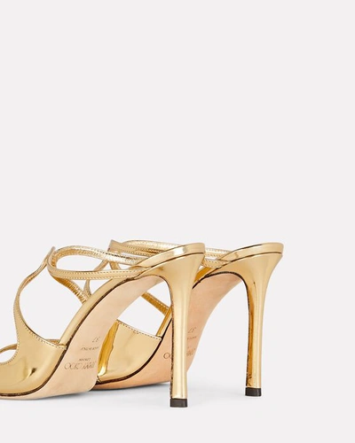 Shop Jimmy Choo Anise 95 Metallic Leather Sandals In Gold