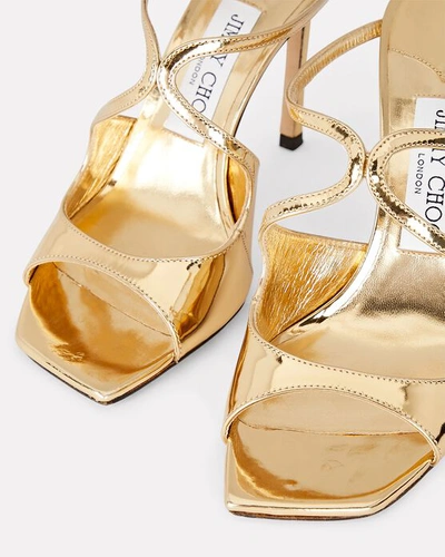 Shop Jimmy Choo Anise 95 Metallic Leather Sandals In Gold