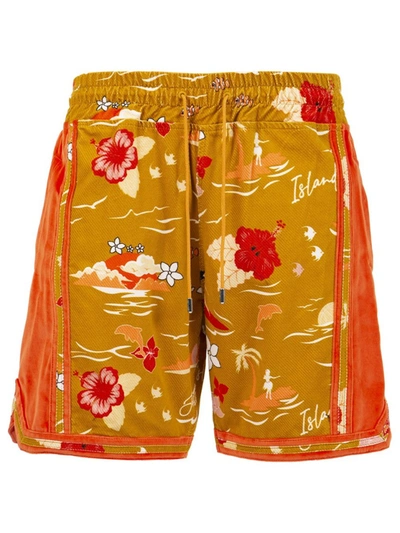Shop Just Don Island Shorts Red And Brown In Orange
