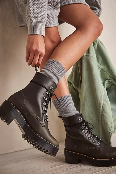 Dr. Martens Leona Platform Ankle Boots In Dark Taupe | ModeSens