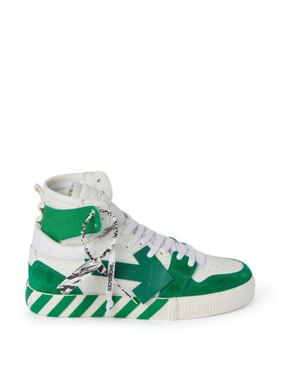 Shop Off-white High Top Vulcanized Leather Sneakers White Green
