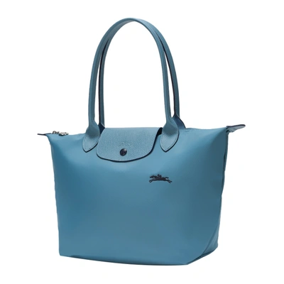 Shop Longchamp 珑骧 女士 Le Pliage Club系列蓝色小号织物长柄单肩斜挎包手提包 L2605 619 P58