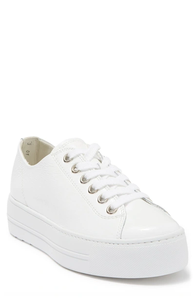 Shop Paul Green Bixby Platform Sneaker In White Crinkled Patent