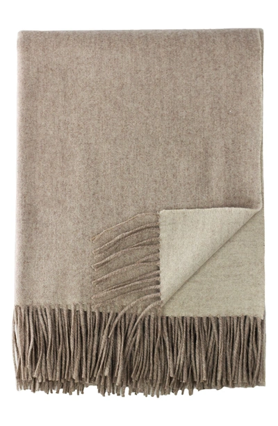 Melange Australian Merino Wool Reverse Throw Blanket In Oatmeal-ivory