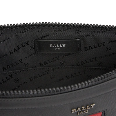 巴利 BALLY 男士黑色红白条纹饰涂层再生牛皮革大号手拿包 BOLLIS LARGE.MY 106 6238961