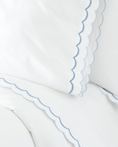 Shop Matouk Pair Of India Standard Pillowcases In White/blue