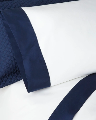 Shop Ralph Lauren Organic Sateen Border Standard Pillowcase In Navy
