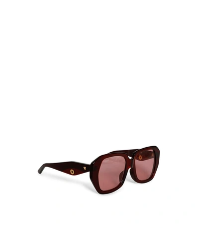 Shop Vada Cicada Eyes Rectangular Sunglasses Garnet Red