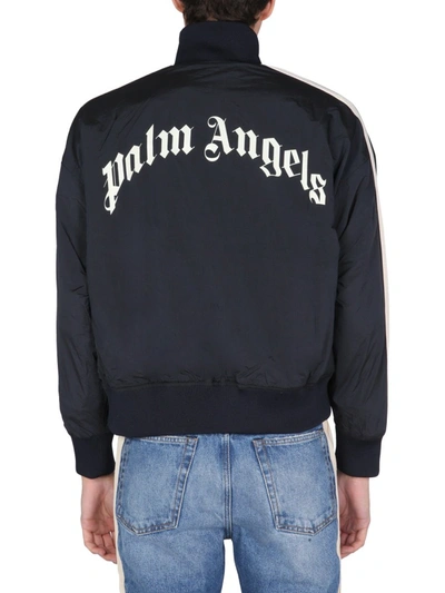 Shop Palm Angels "curved Logo" Sweatshirt In Blue