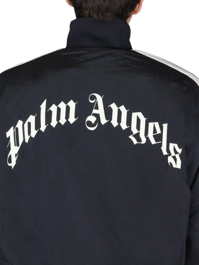 Shop Palm Angels "curved Logo" Sweatshirt In Blue