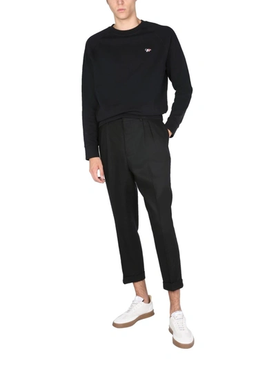Shop Maison Kitsuné "tricolor Fox" Sweatshirt With Patch In Black