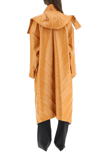 Shop A.w.a.k.e. Mode Pleated Eco Leather Coat In Orange