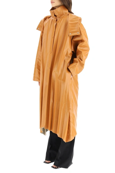 Shop A.w.a.k.e. Mode Pleated Eco Leather Coat In Orange