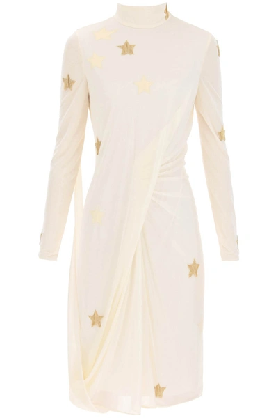 Shop Burberry Star Motif Gathered Dress In White