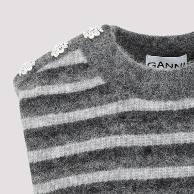 Shop Ganni Soft Knit Gilet Sweater In Grey