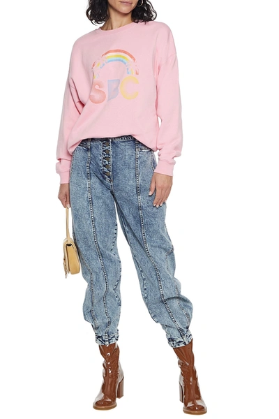 Shop See By Chloé Printed French Cotton-terry Sweatshirt In Bubblegum